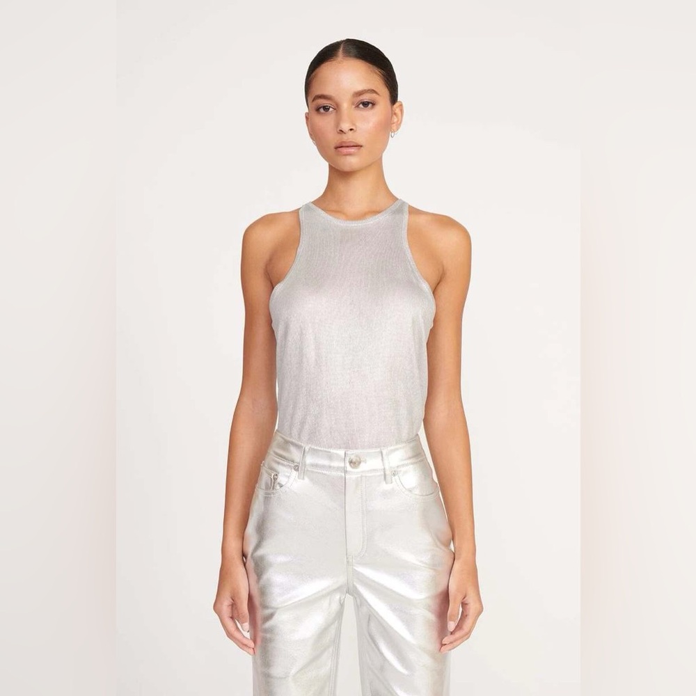 STAUD Silver Tank Top